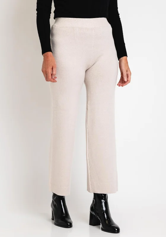 Thermal lined jogger pants for women in a warm and sporty styleSerafina Collection Wide Leg Knit Trouser, Apricot Thermal lined jogger pants for women in a warm and sporty styleSerafina Collection Wide Leg Knit Trouser, Apricot