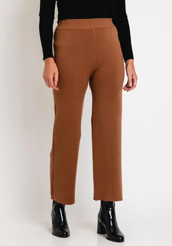 Floral embroidered wide leg pants for women in a delicate and feminine styleSerafina Collection Wide Leg Knit Trouser, Coffee Floral embroidered wide leg pants for women in a delicate and feminine styleSerafina Collection Wide Leg Knit Trouser, Coffee