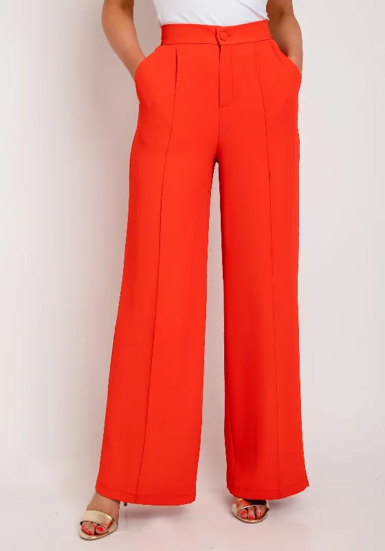 Striped cigarette pants for women in a modern and sleek lookThe Sofia Collection Wide Leg Trousers, Red