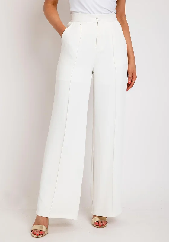 High waisted skinny jeans for women in a figure - hugging styleThe Sofia Collection Wide Leg Trousers, White