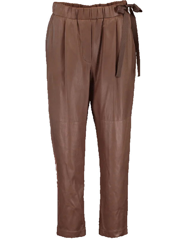 Office appropriate dress pants for women in blackLeather Pull On Pant