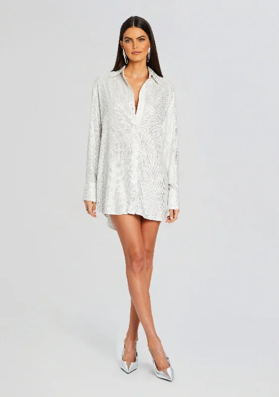 Floral - appliqued wedding dress for a feminine lookMaddox Embellished Shirt Dress