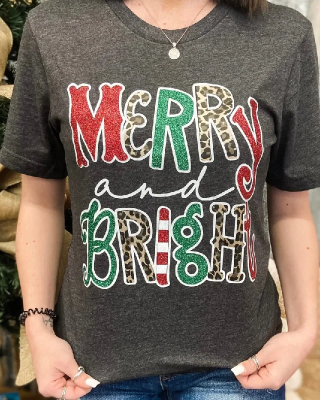 Striped women's T - shirt in bright colorsMerry & Bright Sparkly Tee