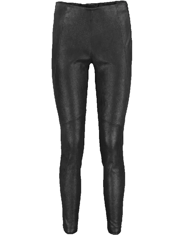 Patchwork wide leg denim pants for women in a creative and unique styleMetallic Suede Legging Pant Patchwork wide leg denim pants for women in a creative and unique styleMetallic Suede Legging Pant