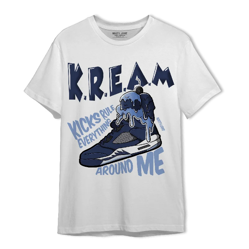 Striped women's T - shirt in bright colorsNastyJamz Midnight Navy 5s T Shirt Match Kream Sneaker