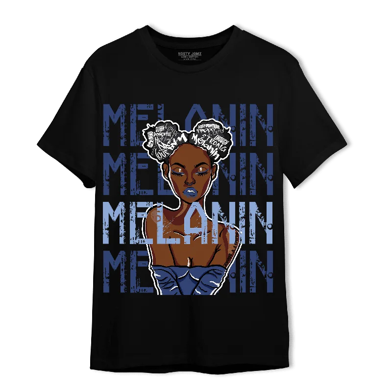 Printed women's T - shirt with a geometric - nautical patternNastyJamz Midnight Navy 5s T Shirt Match Melanin Girl
