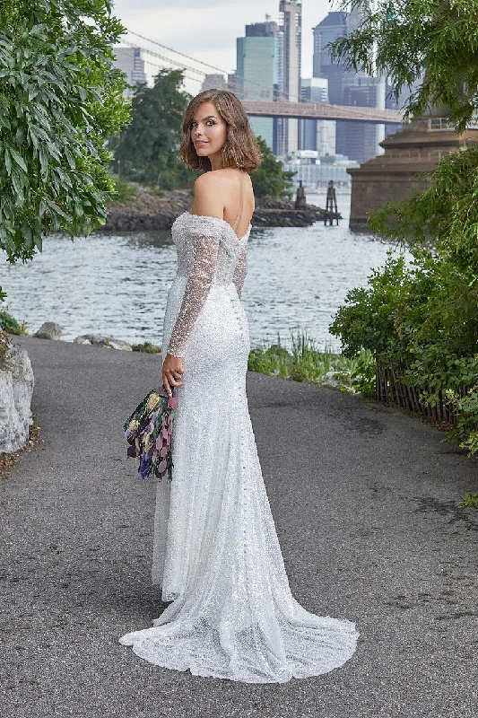Natural - fabric - made wedding dressMJ915