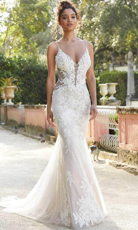Indian - style wedding dress with intricate embroideryMori Lee Bridal 2467 - Illusion Deep V-Neck Bridal Dress Indian - style wedding dress with intricate embroideryMori Lee Bridal 2467 - Illusion Deep V-Neck Bridal Dress