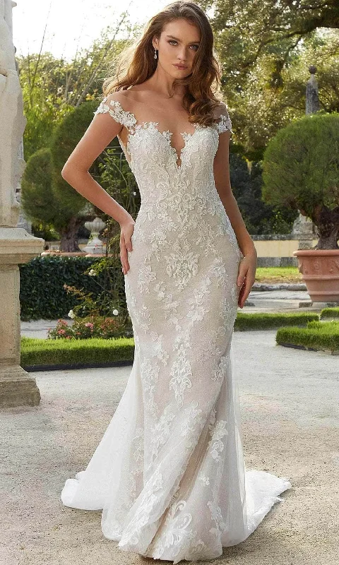 Colorful non - white wedding dress for a bold brideMori Lee Bridal 2478 - Illusion Off Shoulder Bridal Gown Colorful non - white wedding dress for a bold brideMori Lee Bridal 2478 - Illusion Off Shoulder Bridal Gown