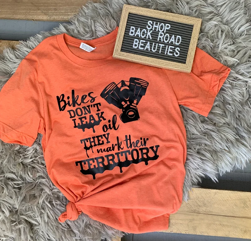 Open - work women's T - shirt with a scalloped hemMotorcycle Territory Tee