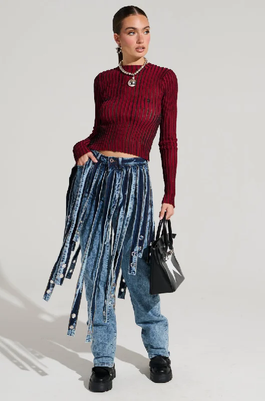 Cuffed straight leg pants for women in a neat lookNEVER TOO LATE DENIM PANT