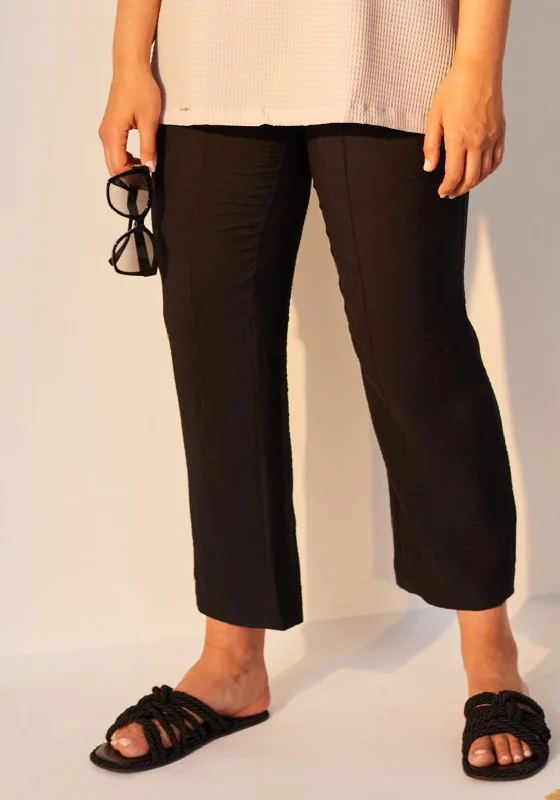 Pleated wide leg pants for women in a formal and elegant lookOra Wide Leg Casual Trousers, Black