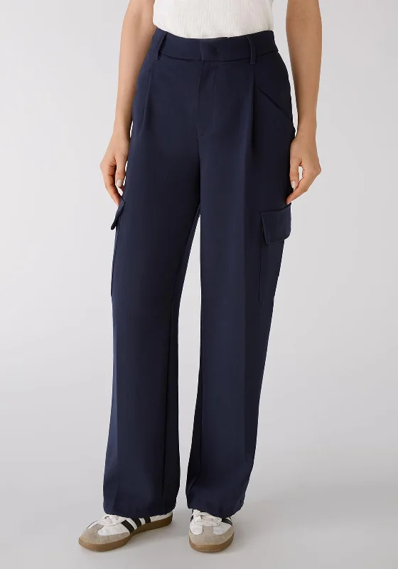 Trousers with back pockets for women in functionalityOUI Wide Leg Cargo Trouser, Dark Blue Trousers with back pockets for women in functionalityOUI Wide Leg Cargo Trouser, Dark Blue