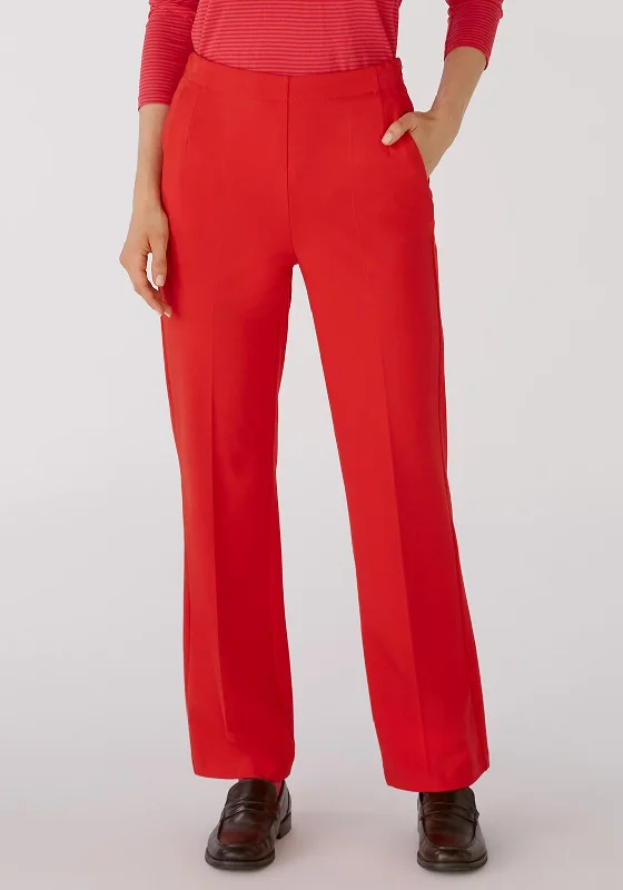 Flowy maxi pants for women in a beachy styleOui Straight Cut Jersey Trouser, Chinese Red Flowy maxi pants for women in a beachy styleOui Straight Cut Jersey Trouser, Chinese Red