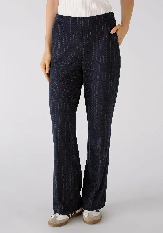 Leatherette pants for women in a cruelty - free optionOUI Pinstripe Straight Leg Jersey Trouser, Dark Blue Grey Leatherette pants for women in a cruelty - free optionOUI Pinstripe Straight Leg Jersey Trouser, Dark Blue Grey