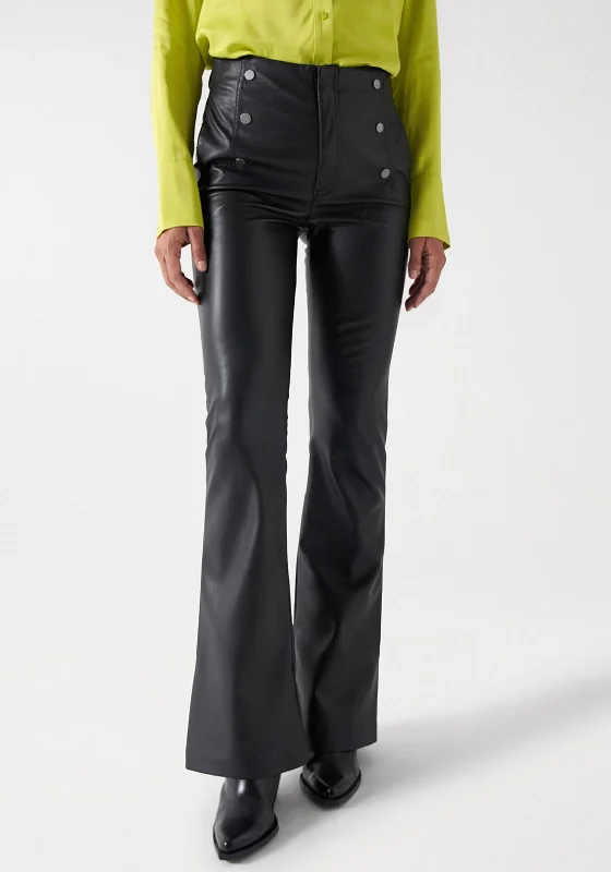 Metallic lame pants for women in a shiny styleSalsa Leather Effect Faith Push in Trouser, Black Metallic lame pants for women in a shiny styleSalsa Leather Effect Faith Push in Trouser, Black