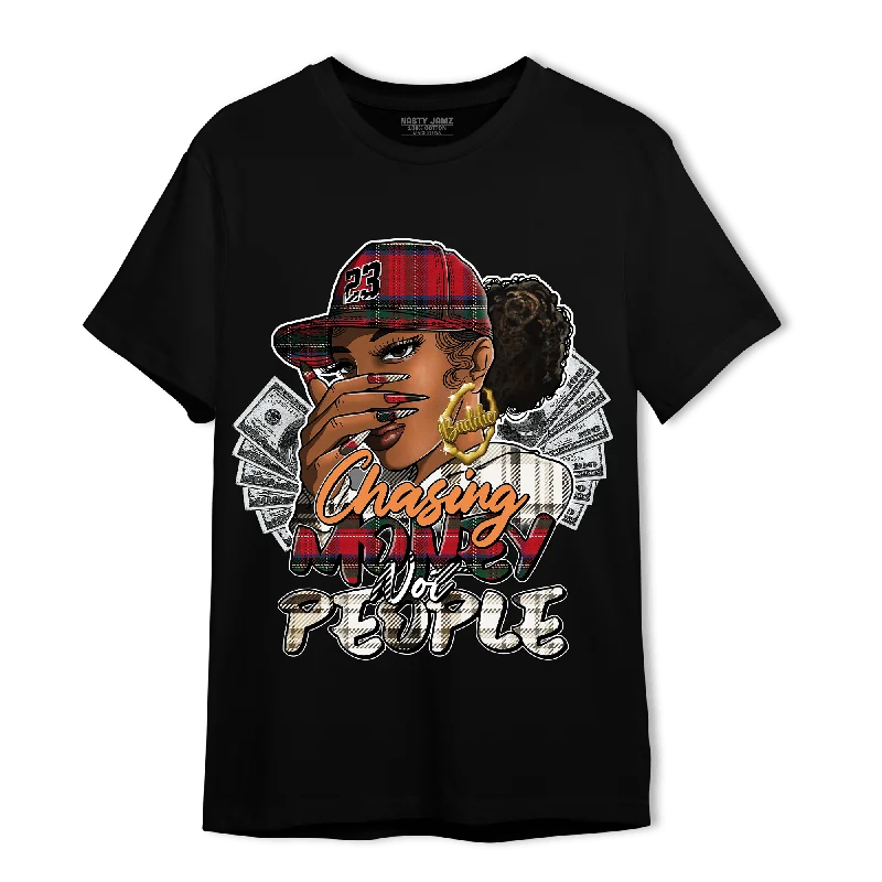 Women's T - shirt with a beaded - embroidery detailNastyJamz Plaid 5s T Shirt Match Melanin Chasing Money