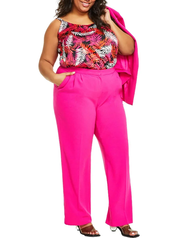 Leather look wide leg pants for women in a bold and stylish lookPlus Womens High Rise Straight Leg Wide Leg Pants Leather look wide leg pants for women in a bold and stylish lookPlus Womens High Rise Straight Leg Wide Leg Pants
