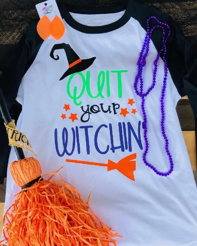 Floral - embroidered women's T - shirtQuit Your Witchin