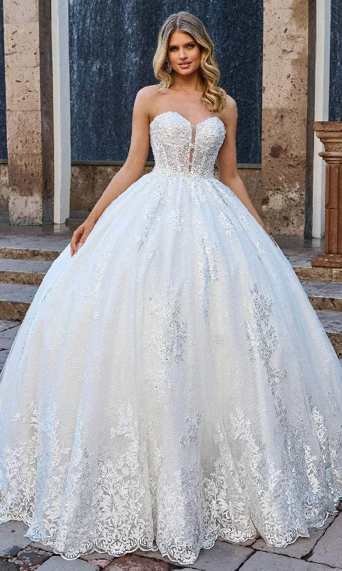 Off - the - shoulder ball gown wedding dressRachel Allan Bridal RB6154 - Sweetheart Embroidered Bridal Gown