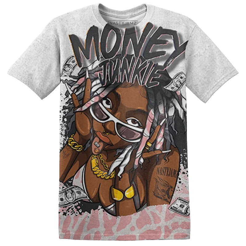 Women's T - shirt with a mock - fur collarNastyJamz Red Stardust 3s T Shirt Match Money Junkie 3D All-Over Print