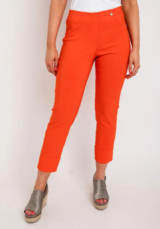 Printed palazzo pants for women in a colorful and trendy styleRobell Bella 09 Turn Up Ankle Grazer Trousers, Orange