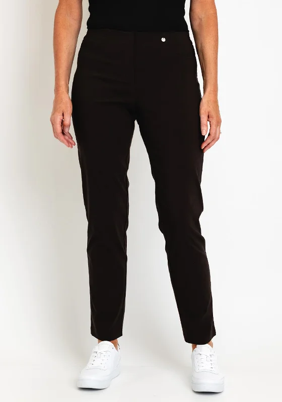 Polyester blend pants for women in durabilityRobell Bella Full Length Slim Fit Trousers, Deep Brown Polyester blend pants for women in durabilityRobell Bella Full Length Slim Fit Trousers, Deep Brown