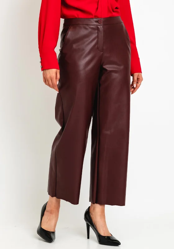 Floral print wide leg pants for women in a fresh and bright styleRobell Cloe 09 Faux Leather Crop Trouser, Wine Floral print wide leg pants for women in a fresh and bright styleRobell Cloe 09 Faux Leather Crop Trouser, Wine