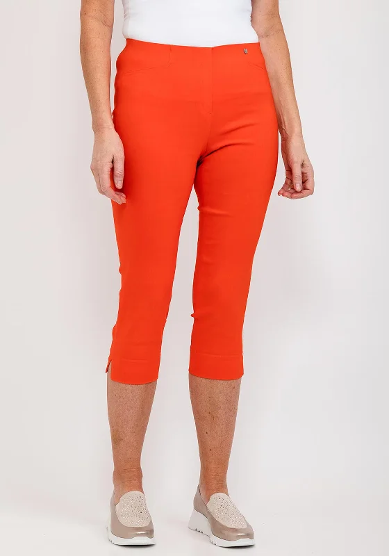 Corduroy bootcut pants for women in a classic and comfortable styleRobell Marie 07 Slim Fit Cropped Trousers, Orange