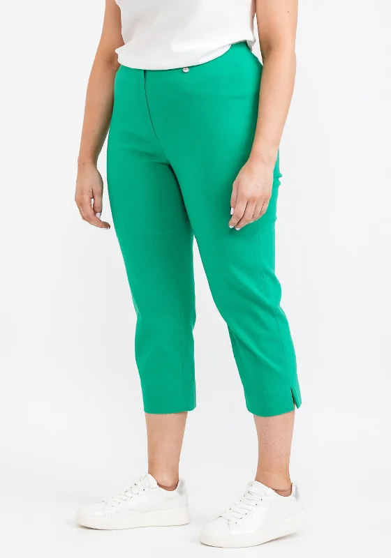 Cuffed flared pants for women in a retro - inspired styleRobell Maire 07 Slim Fit Cropped Trousers, Emerald Green