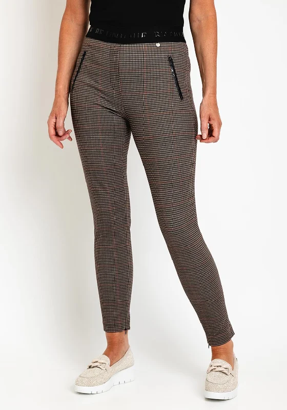 Houndstooth pants for women in a traditional printRobell Nelly Full Length Skinny Check Trouser, Brown Houndstooth pants for women in a traditional printRobell Nelly Full Length Skinny Check Trouser, Brown