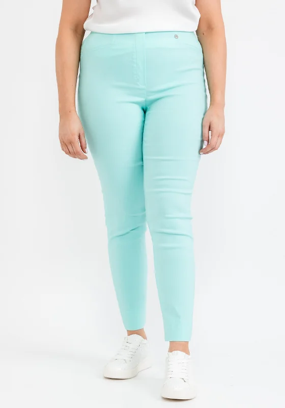 Polyester pants with stretch for women in comfortRobell Rose 09 Cropped Trousers, Aqua