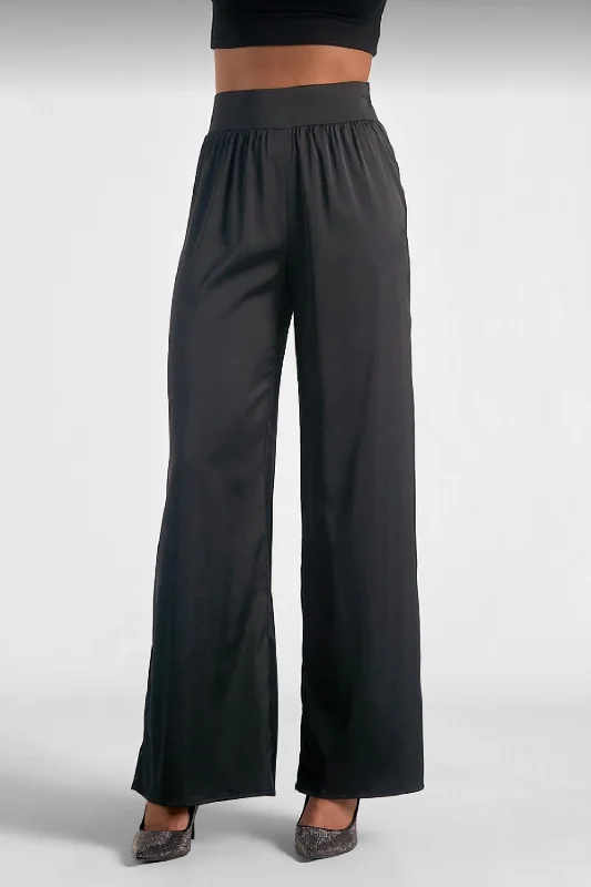 Paisley print wide leg pants for women in a unique and exotic styleSatin Pants In Black