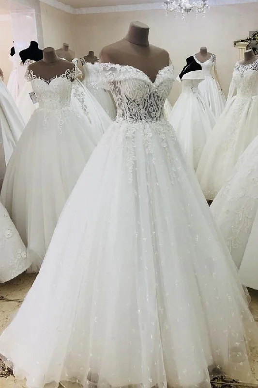 Ballroom - ready luxury wedding dressPrincess Long Off Shoulder A-line White Wedding Dress with Lace Ballroom - ready luxury wedding dressPrincess Long Off Shoulder A-line White Wedding Dress with Lace