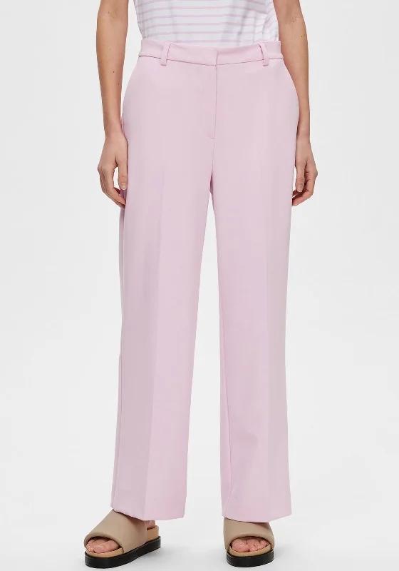 Solid color cigarette pants for women in a minimalist lookSelected Femme Myla High Waist Trousers, Sweet Lilac