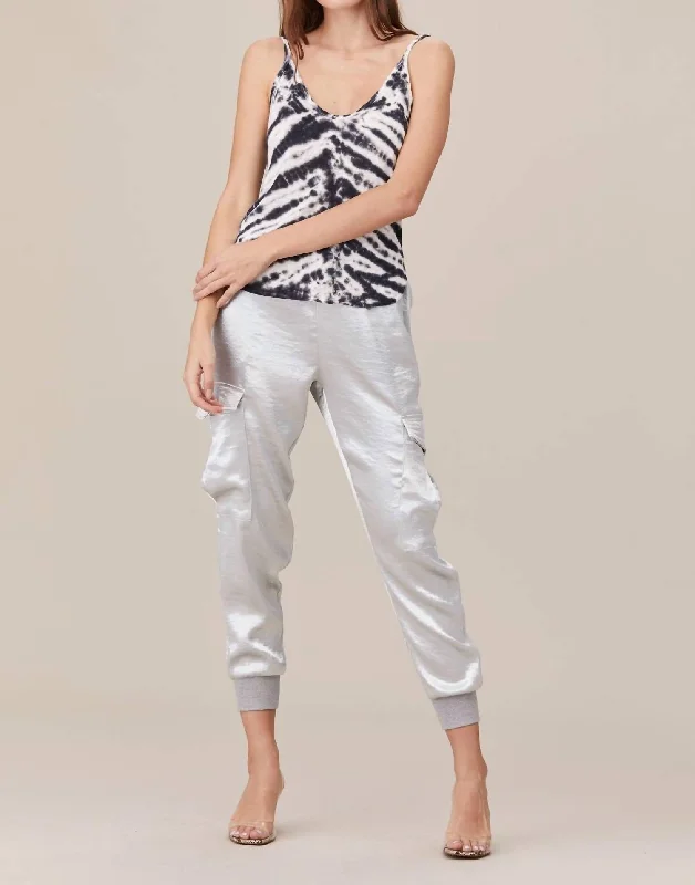 Belted pants for women to define the waistShine Cargo Pant In Silver