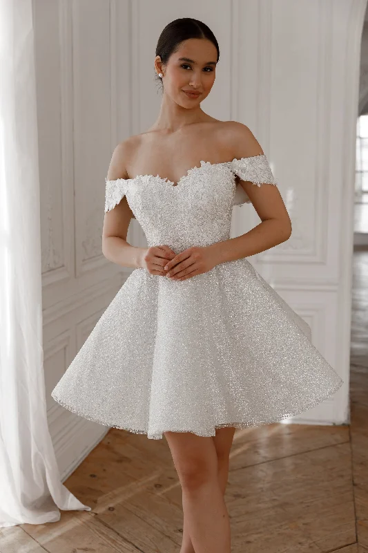 Custom - made plus size wedding dressShort Lace Wedding Dress Aditi