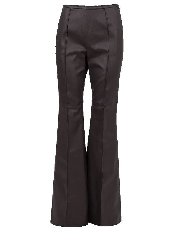 Wide leg cotton blend pants for women in a breathable and stylish styleSide Zip Stretch Leather Flare Pant Wide leg cotton blend pants for women in a breathable and stylish styleSide Zip Stretch Leather Flare Pant