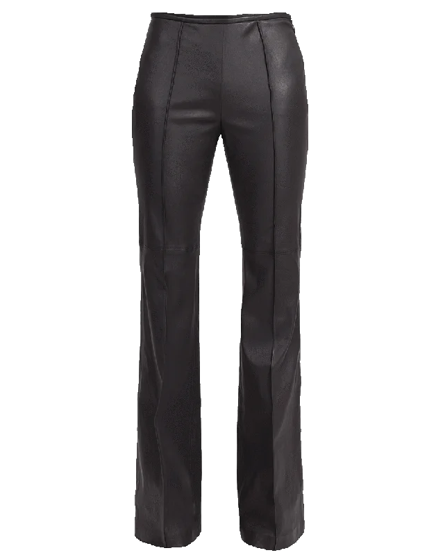 Pleated wide leg jeans for women in a formal and trendy styleSide Zip Stretch Leather Flare Pant Pleated wide leg jeans for women in a formal and trendy styleSide Zip Stretch Leather Flare Pant