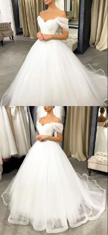 Empire - waisted tea - length wedding dressSimple princess wedding dresses tulle off the shoulder ball gown prom dress for women   cg22014