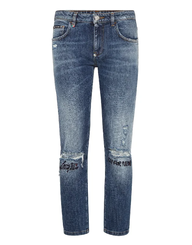 Patchwork wide leg pants for women in a creative and unique styleSlim Boyfriend Statement Patchwork wide leg pants for women in a creative and unique styleSlim Boyfriend Statement