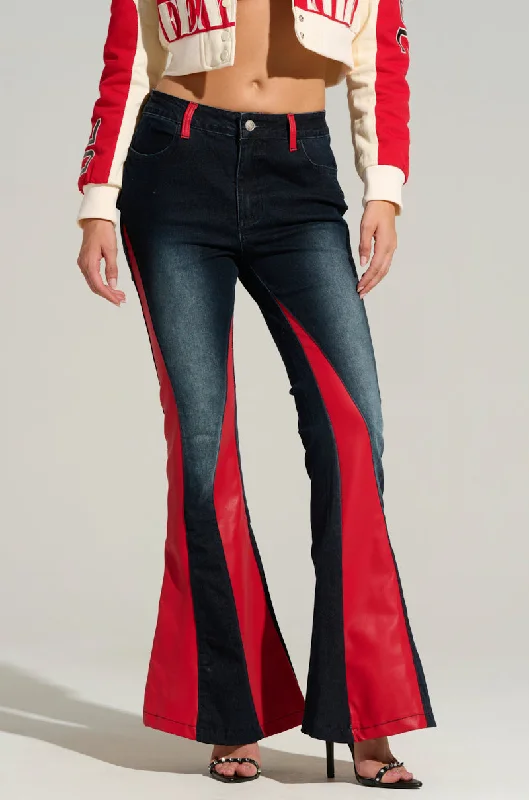 Ruffled pants for women with a feminine lookSTELLA BELLA FLARE DENIM PANT