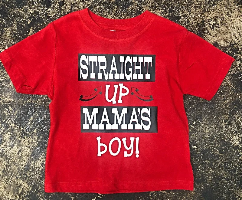 Women's T - shirt with a crocheted detailStraight Up Mama's Boy Shirt