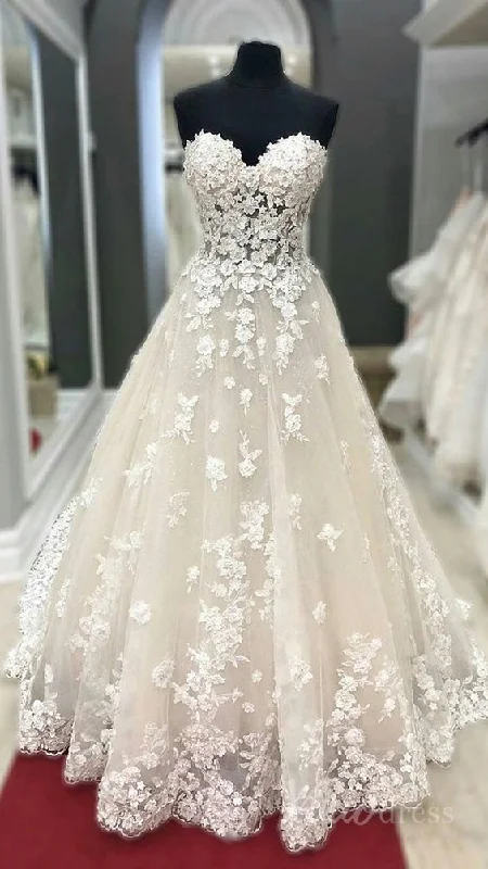 Smart - casual wedding dress for a laid - back ceremonyStrapless Champagne lace wedding dresses Prom Dress, Formal Gown    cg18233