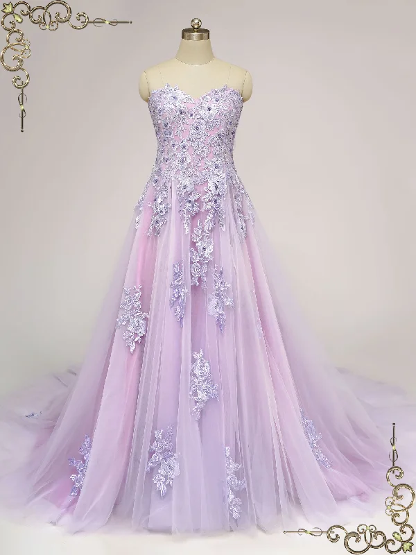 Gothic - inspired wedding dress for an edgy brideStrapless Purple Lace Wedding Dress ZORANA Gothic - inspired wedding dress for an edgy brideStrapless Purple Lace Wedding Dress ZORANA