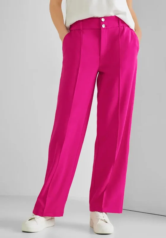 Elastic waist palazzo pants for plus size womenStreet One Straight Leg Trousers, Now Pink