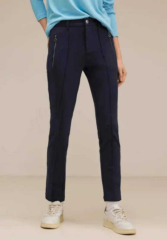 Tapered leg pants for women in a modern fitStreet One Slim Fit Trousers, Deep Blue