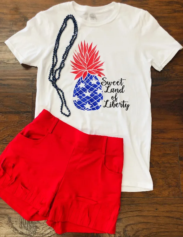 Women's T - shirt with a dropped shoulder for a relaxed fitSweet Land of Liberty Tee