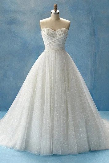 Lace - up back wedding dress for a customizable fitSweetheart Ball Gown With Crisscross Ruching