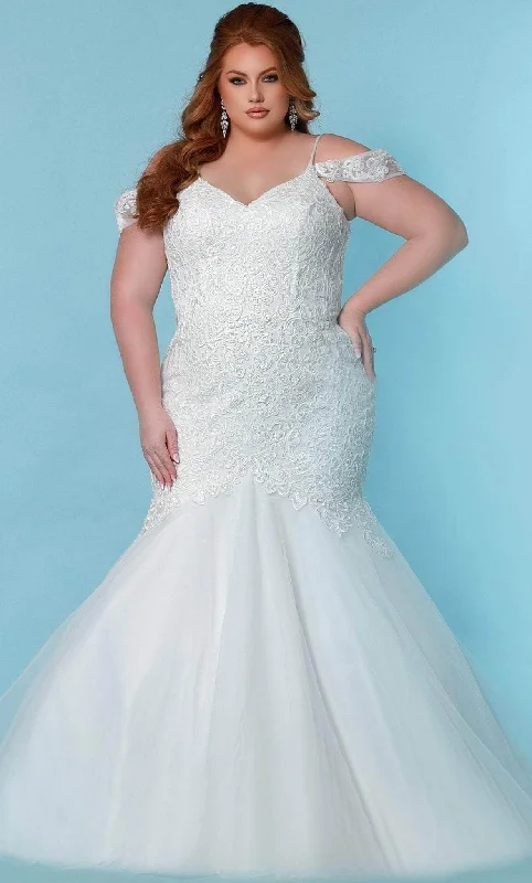 Empire - waisted tea - length wedding dressSydney's Closet Bridal SC5273 - Mermaid-Shape Tulle Wedding Dress